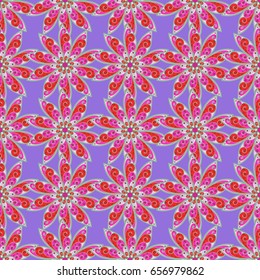 Vector illustration with many flowers. Trendy seamless floral pattern.