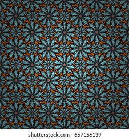 Vector illustration with many flowers. Trendy seamless floral pattern.