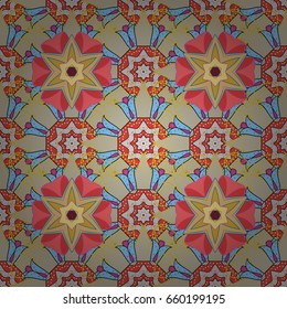 Vector illustration with many flowers. Trendy seamless floral pattern.