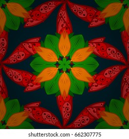 Vector illustration with many flowers. Trendy seamless floral pattern.