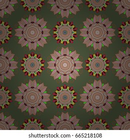 Vector illustration with many flowers. Trendy seamless floral pattern.