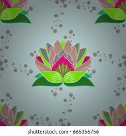 Vector illustration with many flowers. Trendy seamless floral pattern.