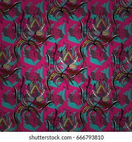 Vector illustration with many flowers. Trendy seamless floral pattern.