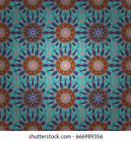 Vector illustration with many flowers. Trendy seamless floral pattern.