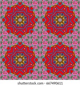 Vector illustration with many flowers. Trendy seamless floral pattern.
