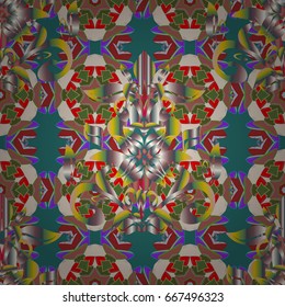 Vector illustration with many flowers. Trendy seamless floral pattern.