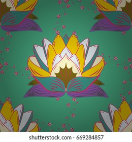 Vector illustration with many flowers. Trendy seamless floral pattern.