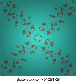 Vector illustration with many leaves. Trendy seamless floral pattern.