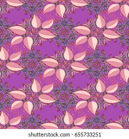 Vector illustration with many leaves. Trendy seamless floral pattern.