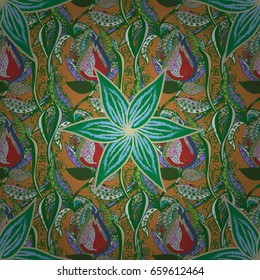 Vector illustration with many leaves. Trendy seamless floral pattern.