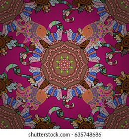 Vector illustration with many pink flowers. Trendy seamless floral pattern.