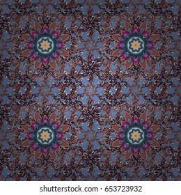 Vector illustration with many pink flowers. Trendy seamless floral pattern.