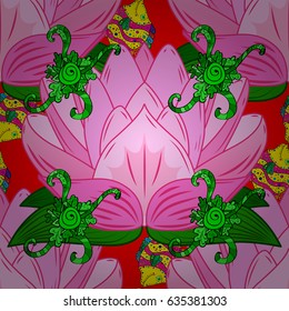 Vector illustration with many red flowers. Trendy seamless floral pattern.