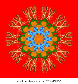 Vector illustration with many red, orange and brown flowers. Trendy seamless floral pattern.