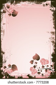 Vector illustration with many rose flowers on  pink  background