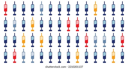 vector illustration many syringes with vaccine repeating pattern or background