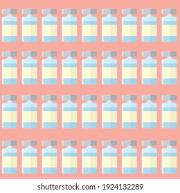 ilustración vectorial con muchas botellas irreconocibles de medicina o placebo. etapas de la prueba de vacunas