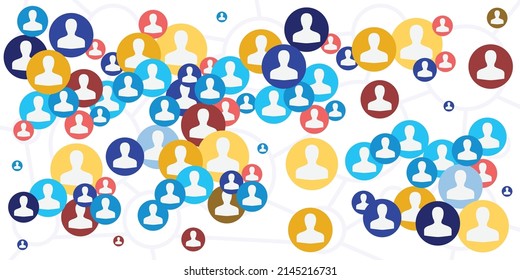 vector illustration of many user profile icons for measuring traffic and engagement