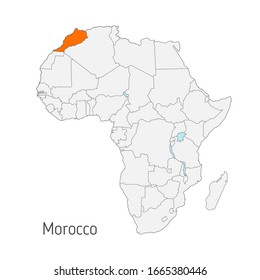 Vector illustration: Map of Africa with state borders. Morocco