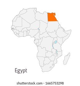 Vector illustration: Map of Africa with state borders. Egypt