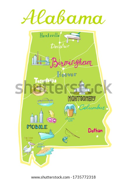 Vector Illustration Map Alabama Stock Vector (Royalty Free) 1735772318