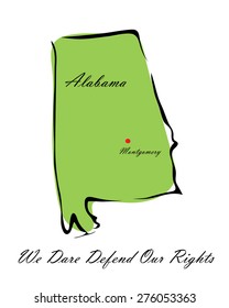 Vector illustration map Alabama is one of the states of America isolated on a white background