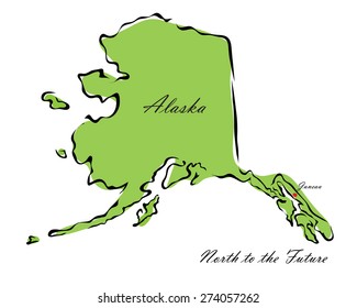 Vector illustration map Alaska of America isolated on a white background