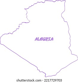 Vector illustration of a map of Algeria. High detail map in flat and outline style. Templates for your designs. Vector elements isolated on a white background.