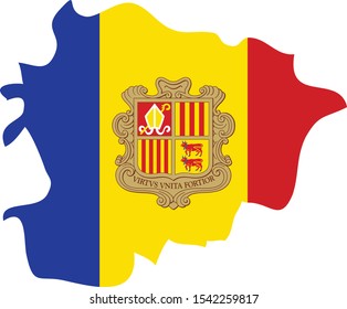 vector illustration of Map of Andorra with national flag
