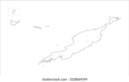 Vector Illustration Map of Anguilla (UK) in white background for continue, Map Of Anguilla (UK) Isolated On White Background.