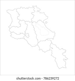 Vector Illustration Map of Armenia in white background for continue, Map Of Armenia Isolated On White Background.