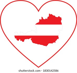 Vektorgrafik der Karte Österreichs mit nationaler Flagge auf weißem Hintergrund