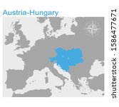 vector illustration with map of the Austro Hungarian Empire