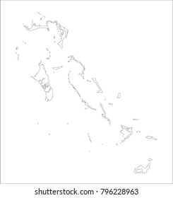 Vector Illustration Map of Bahamas in white background for continue, Map Of Bahamas Isolated On White Background.