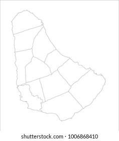 Vector Illustration Map of Barbados in white background for continue, Map Of Barbados Isolated On White Background.