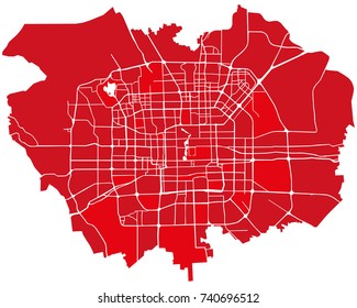 Vector illustration map of Beijing, China