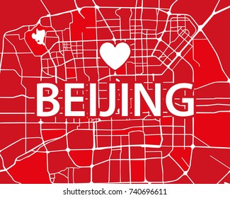 Vector illustration map of Beijing, China