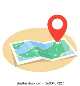 Vector illustration. Map with the best route logistics. Delivery point.