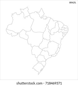 Vector Illustration Map of Brazil in white background for continue.