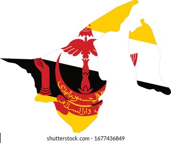 ilustración vectorial del Mapa de Brunéi con bandera nacional sobre fondo blanco.