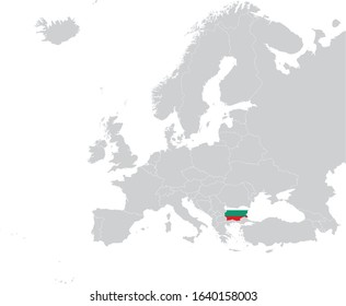 vector illustration of Map of Bulgaria with national flag
