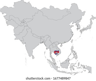 ilustración vectorial del Mapa de Camboya con bandera nacional