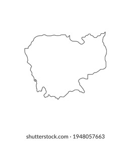 Vector Illustration of the Map of Cambodia on White Background