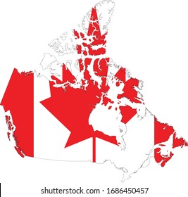 vector illustration of Map of Canada with national flag