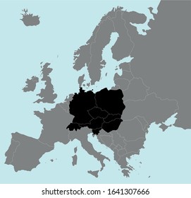 vector illustration of map of Central Europe