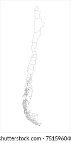 Vector Illustration Map of Chile in white background for continue.