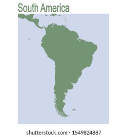 vector illustration with map of continent South America