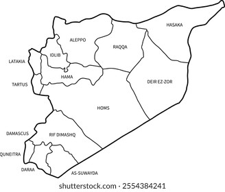 vector illustration of a map of the country of Syria