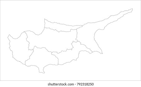 Vector Illustration Map of Cyprus in white background for continue, Map Of Cyprus Isolated On White Background.