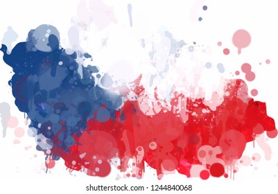 Vector illustration map of Czesh Republic splashes watercolor flag colors contour map. Isolated 